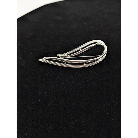 Vintage Sarah Coventry Swirl Brooch Abstract Silver Tone Signed Timeless - Picture 10 of 12